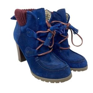 Tommy Hilfiger Blue and Brown Heeled Boots
